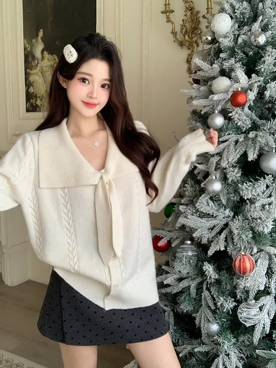 

plus Size Cisas Knot Sweater Coat Women's Autumn Winter Loose Versatile Knitted Top Trendy High Waist Long Sve