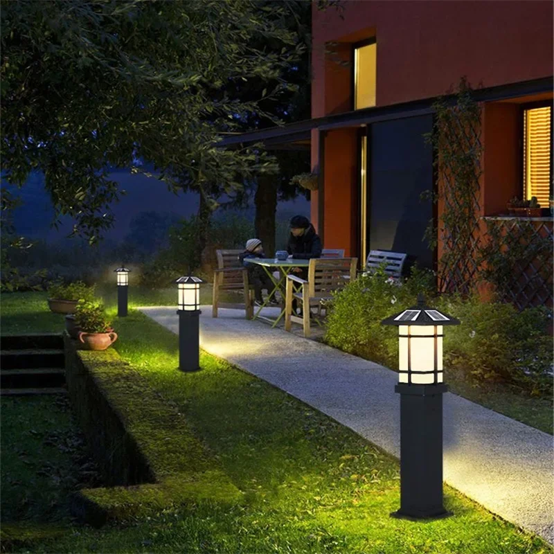 KERWIN โคมไฟสนามหญ้ากลางแจ้ง LED พลังงานแสงอาทิตย์กันน้ํา Modern Patio Garden Light สําหรับ Home Porch Garden Villa