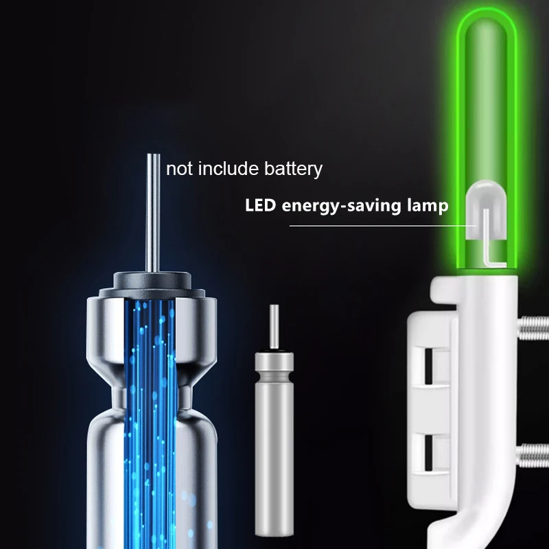 الصيد لدغة الإنذارات الصيد رود مزدوجة جرس قضيب المشبك تلميح التعريفي مصباح مشرق ليلة فلاش LED دون بطارية معالجة فلاش LED #6