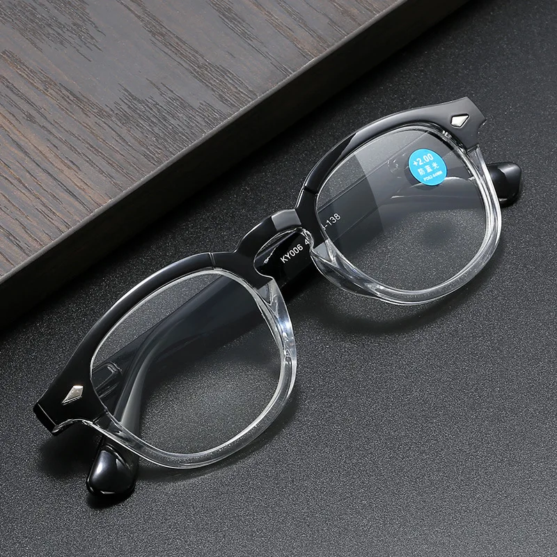 

Vintage Round Men Reading Glasses Blue-light cut Spring Hinge Eyewear Jhonny deep Reader for Computer