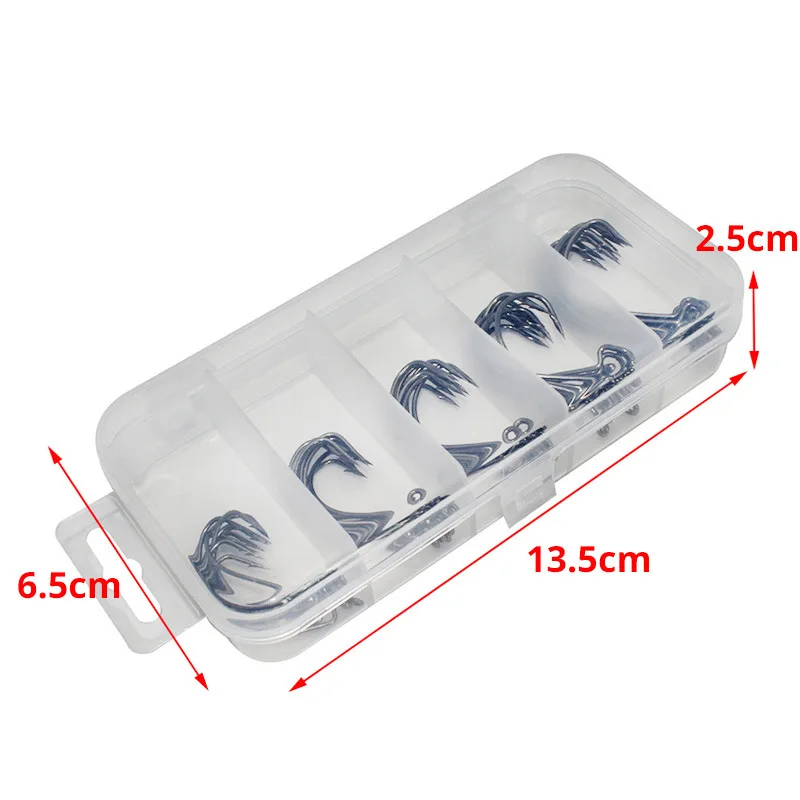 50Pcs Box Fishing Hooks Set Jig Crank Barbed Hook High Carbon Stainless Steel Wide Gap Offset Fishhook Soft Worm Sea Hook Tackle image 3