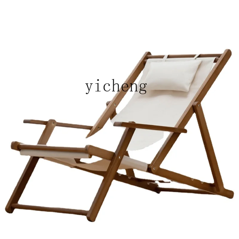 

Zf Balcony Home Outdoor Casual Canvas Beach Outdoor Courtyard Camping Solid Wood Folding Couch