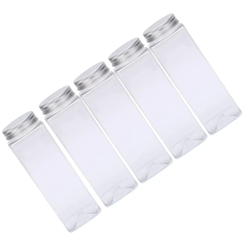 5 Pcs PET Plastic Bottles Food Grade Safe Containers for Water Juice Storage Kitchen Bar Use Bottle