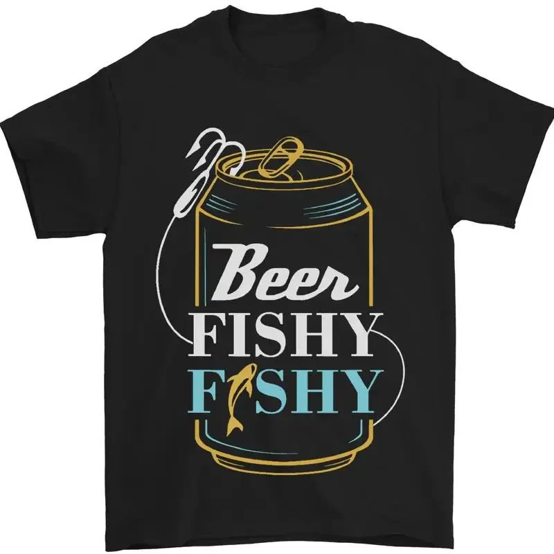 Pesca Cerveza Here Fishy Pescador Hombre 100% Algodón T shirt