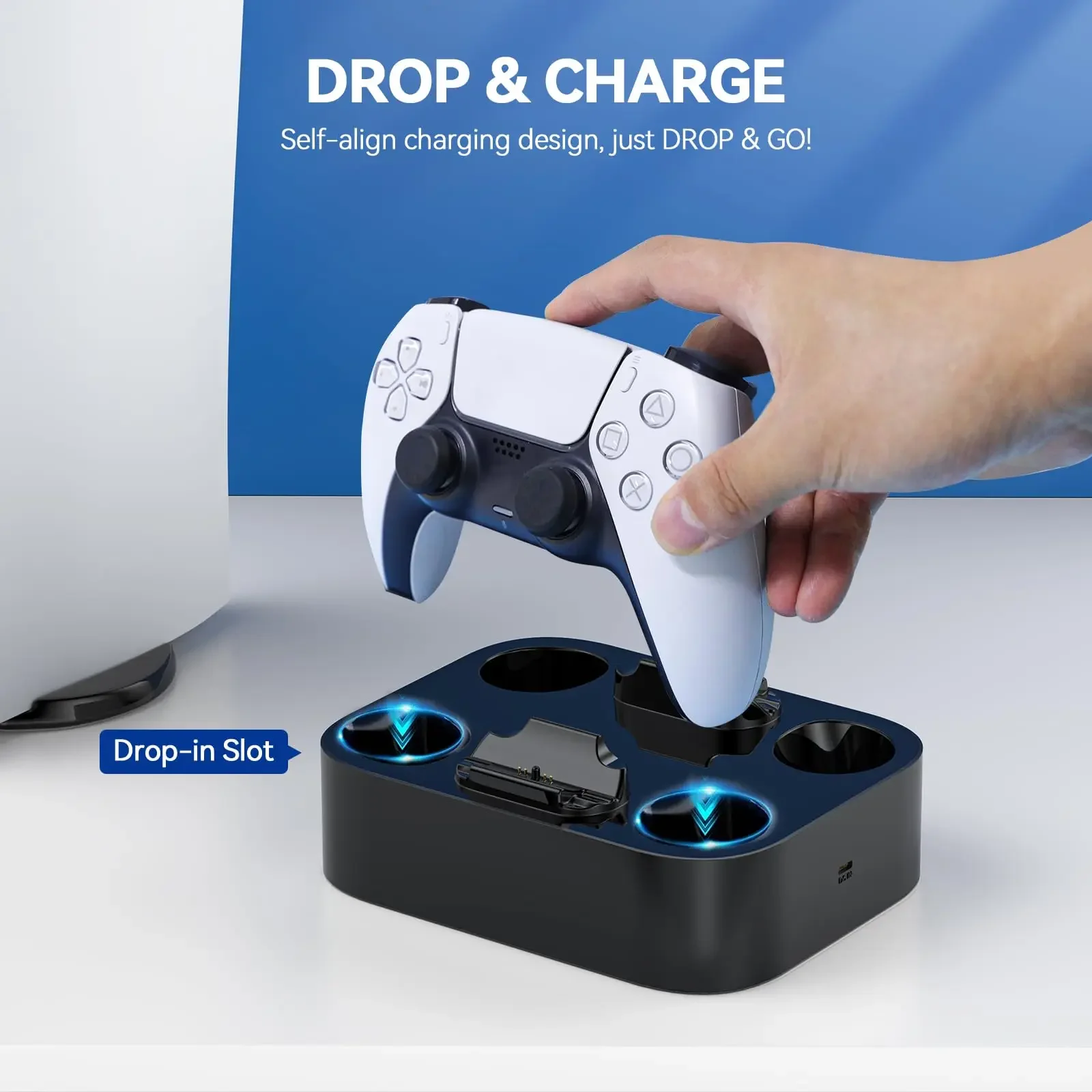 Stacja ładująca do kontrolerów PS5 Podwójna ładowarka do kontrolerów Playstation 5 i kontrolerów PS5 Edge Akcesoria do gier Ładowarka — zdjęcie produktu 6