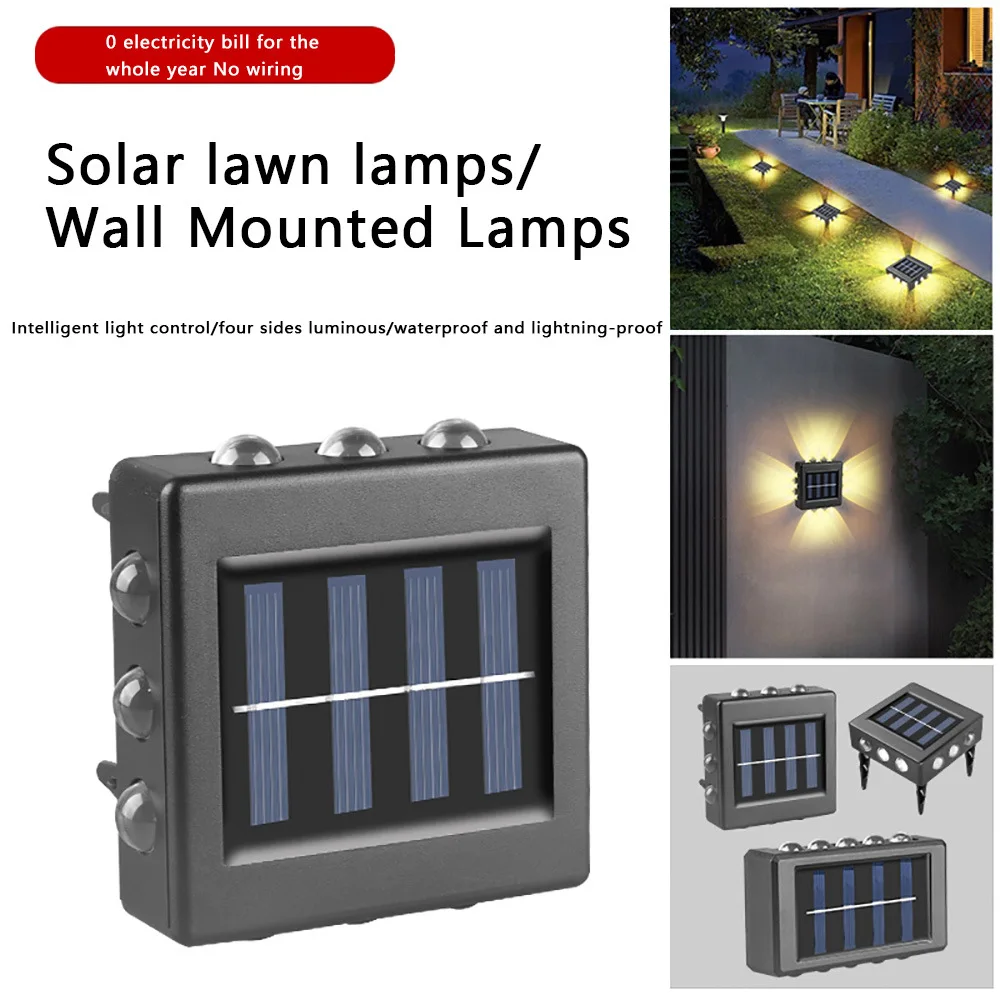 

12 LED Solar Wall Lamp Outdoor Waterproof Garden Decoration Fence Light Up and Down Luminous Sunlight Lamps Patio Wall Lights