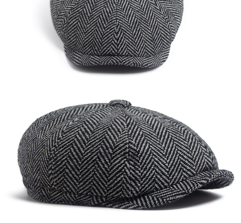 Neue Retro Fischgräten Zeitungsjunge Mütze Für Männer Herbst Winter Warme Baskenmütze Frauen Mode Vintage Hut Hip Hop Weibliche Flache Kappen Berets – Detail 7