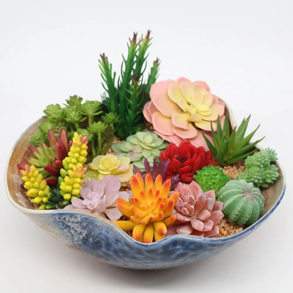 

24Pcs Artificial Succulents Simulated Plants Decorative Succulent Home Wall Ornament Environment Simulated Plant