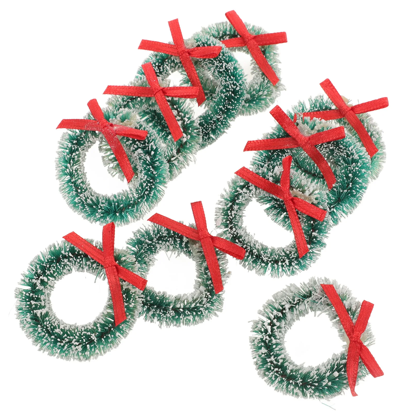 

10Pcs Mini Christmas Wreaths Sisal Small Wreath Ornaments Miniature Hanging Decorations for Indoor Small Tree Winter Craft