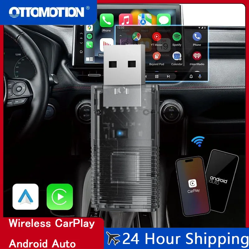 

OTTOMOTION Adapter Pro 2 in 1 Wireless CarPlay Android Auto Dongle Car Accessories for Benz Chevrolet Ford Honda Toyota VW MG