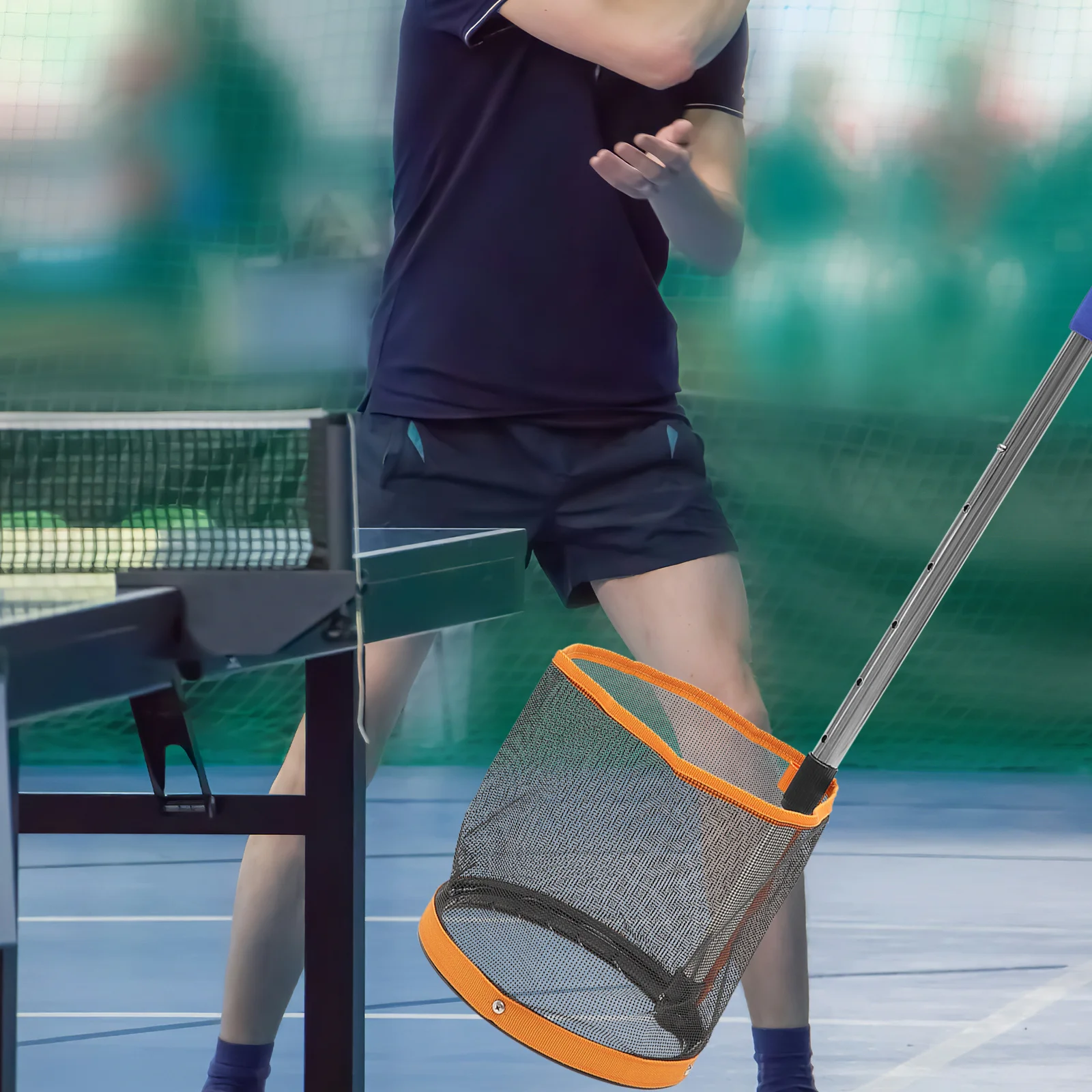 

Telescopic Handle Ping-Pong Ball Picker High Strength Spring Net Bag Portable Convenient Collector for Gym Practice Long