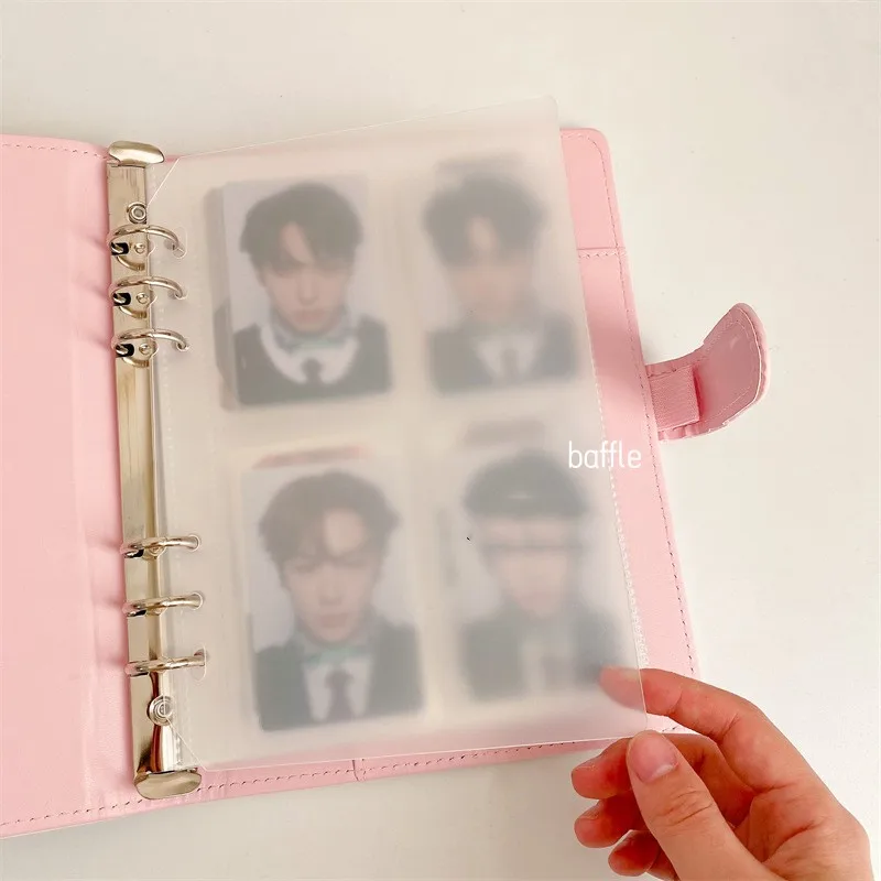 MINKYS Ins Heißer Weiß Rosa Kawaii A5 A7 A8 Kpop Photocard Binder Foto Karten Sammeln Buch Album PU Leder Notebook schreibwaren – Detail 10