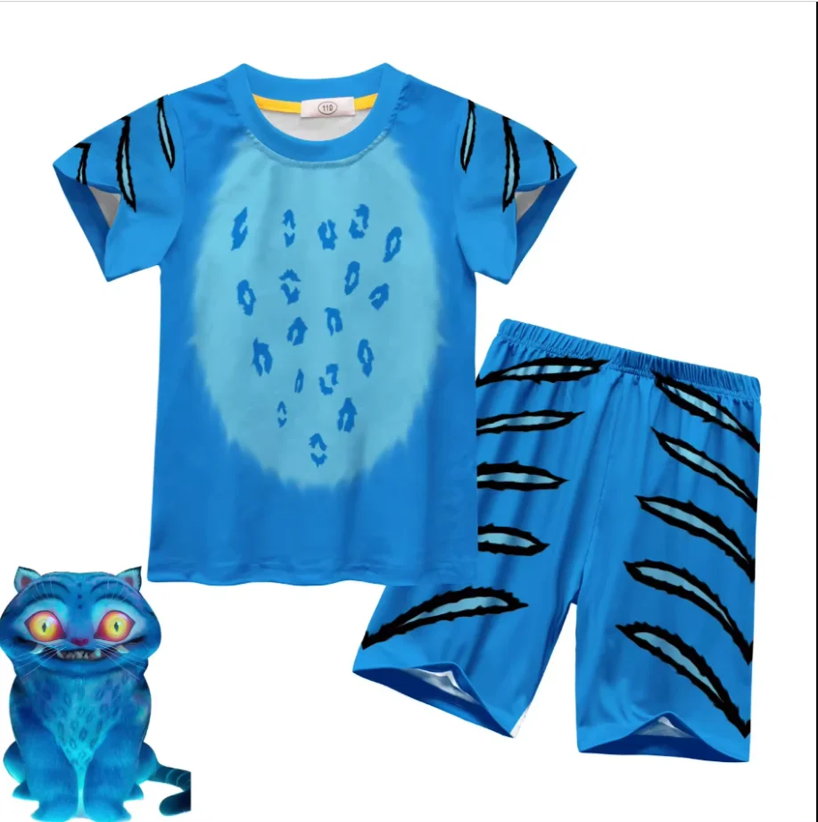 

Детские пижамы KPop Demon Hunters Tiger, топы с короткими рукавами, шорты, комплект из 2 предметов, одежда для сна, детские пижамы, домашняя одежда для девочек и мальчиков