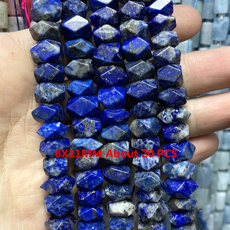 Natürliche Lapislazuli Runde Rohr Facettierte Lose Spacer Stein Perlen Für Schmuck Machen DIY Handgemachte Armbänder Halskette Zubehör