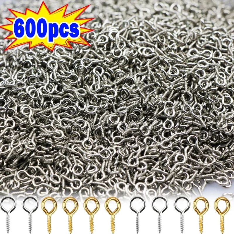 600Pcs Stainless Steel Tiny Mini Eye Pins Eyepins Hooks Eyelets Screw Eyes Threaded Hook For Jewelry Making Findings Accessories