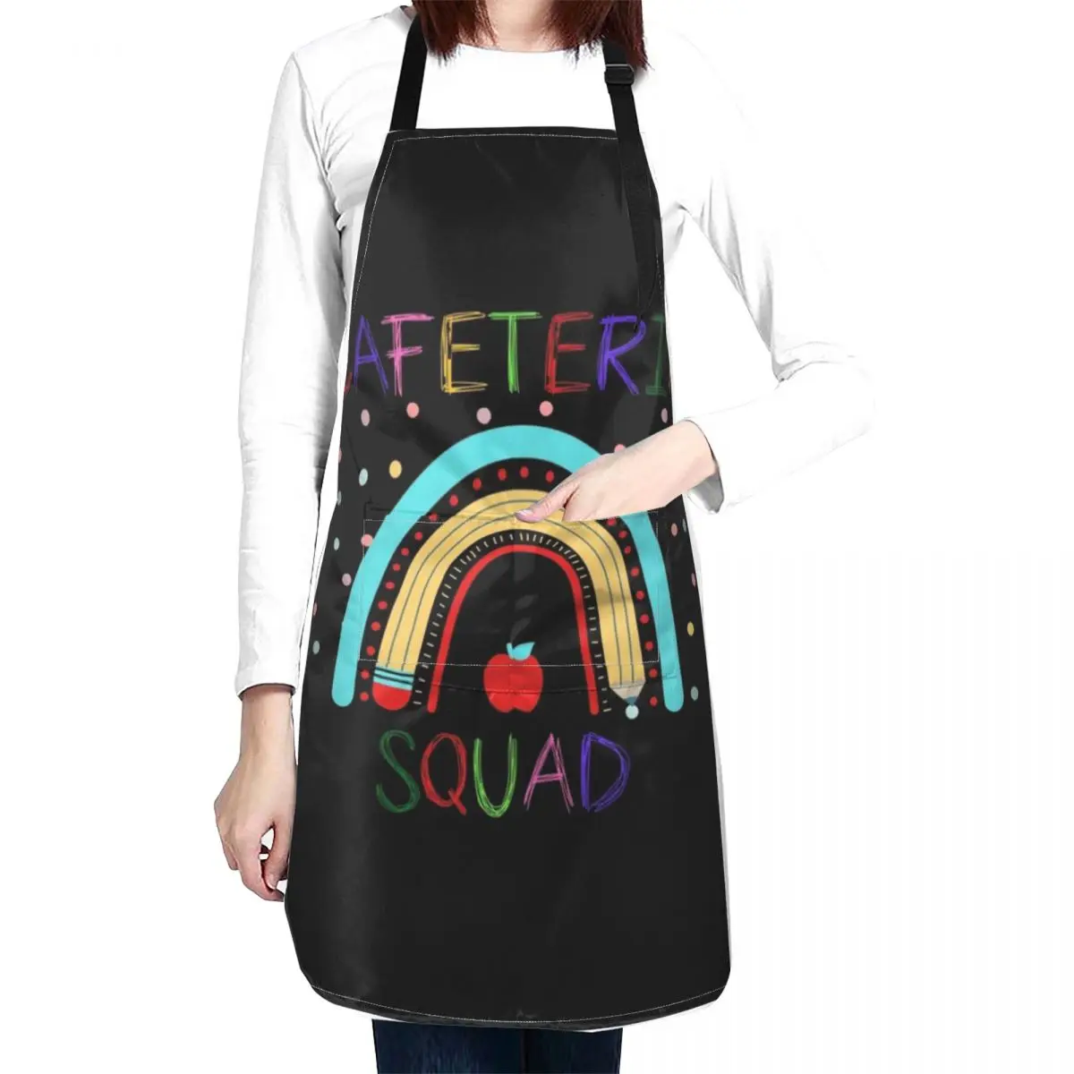 School Cafeteria Squad - School Cafeteria Worker Apron for women with pocket waiter Apron