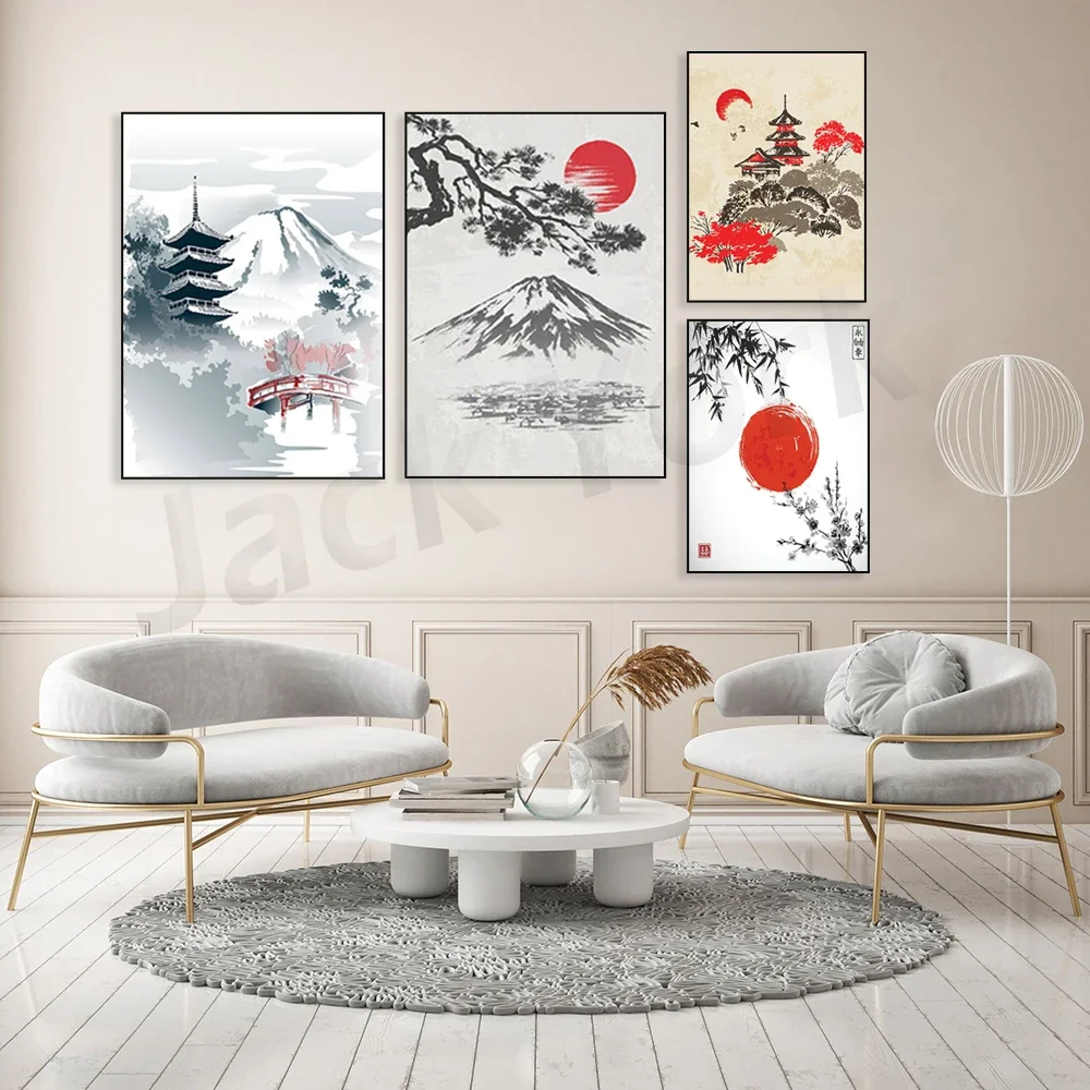 Japanese Vintage Style Art Poster Prints Watercolour Painting Collection Unframed Prints Only | Wall Art Room Decor
