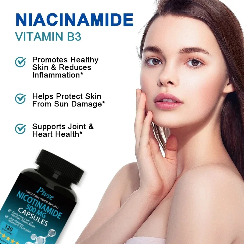 Ptvse Oral Vitamin B3 Nicotinamide Capsules Skin Cell Health Relieve Rough and Cracked Skin Support Skin Dull