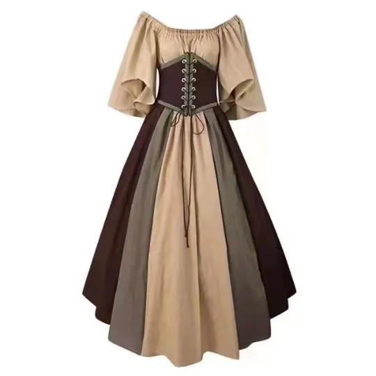 Medieval Costume for Women Halloween Corset Gothic Renaissance Dress Plus Size Flare Sleeve Ball Gown Cosplay Clothes