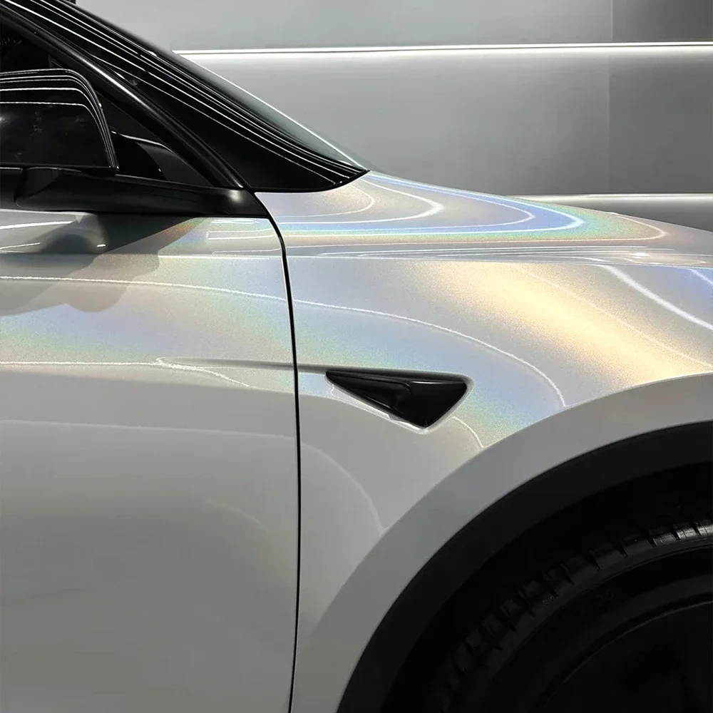 

Автомобильная виниловая пленка ПЭТ Iridecence Laser Silver White Auto Wrap Film Водонепроницаемая самоклеящаяся наклейка для украшения кузова мотоцикла