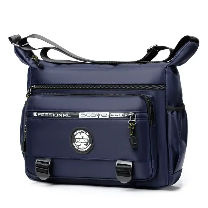 Bolsa de ombro Oxford masculina, com várias camadas, grande capacidade, tiracolo única, bolsa mensageiro de luxo, casual