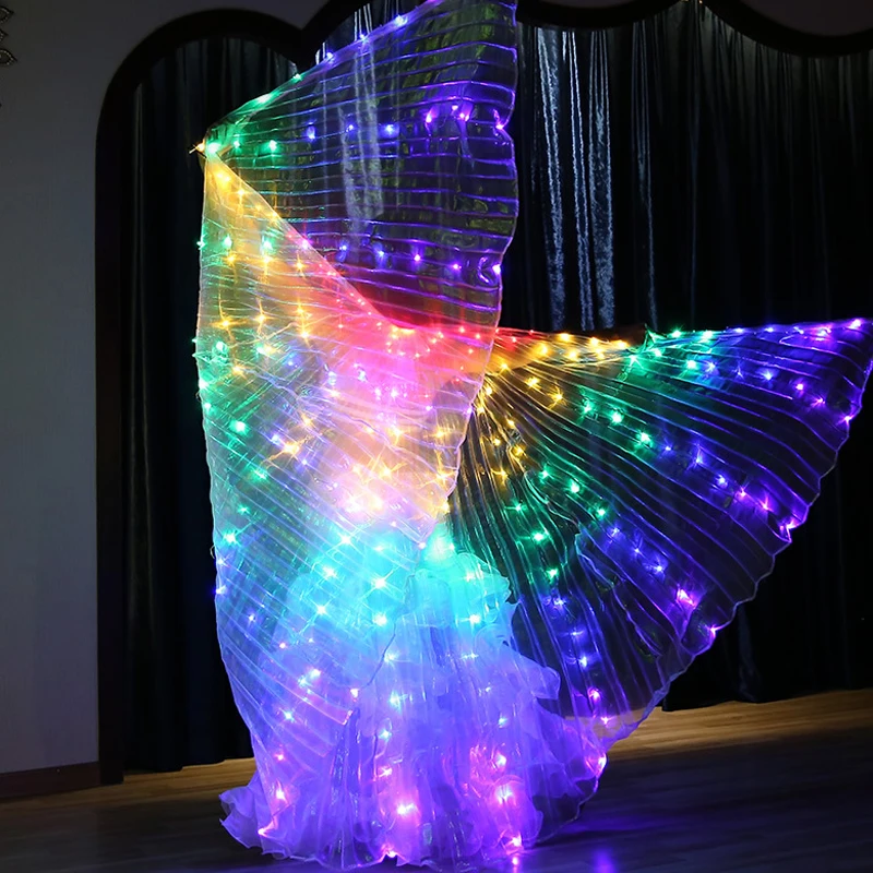 

Belly Dance Suit Toy Stage Costume Kids Girls Luminous Butterfly Wing Belly Cloak Stage Performance Concert LED Rainbow Wings