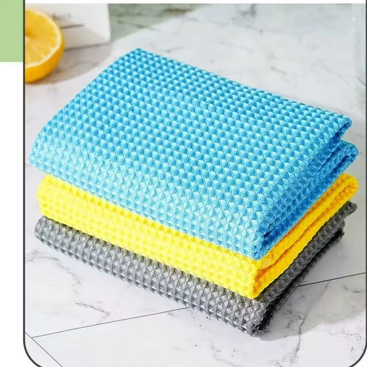 40x40cm Waffle Weave Microfiber Cleaning Towel Absorbable Glass Kitchen Cleaning Cloth Wipes Table Window Car Dish Towel Rag