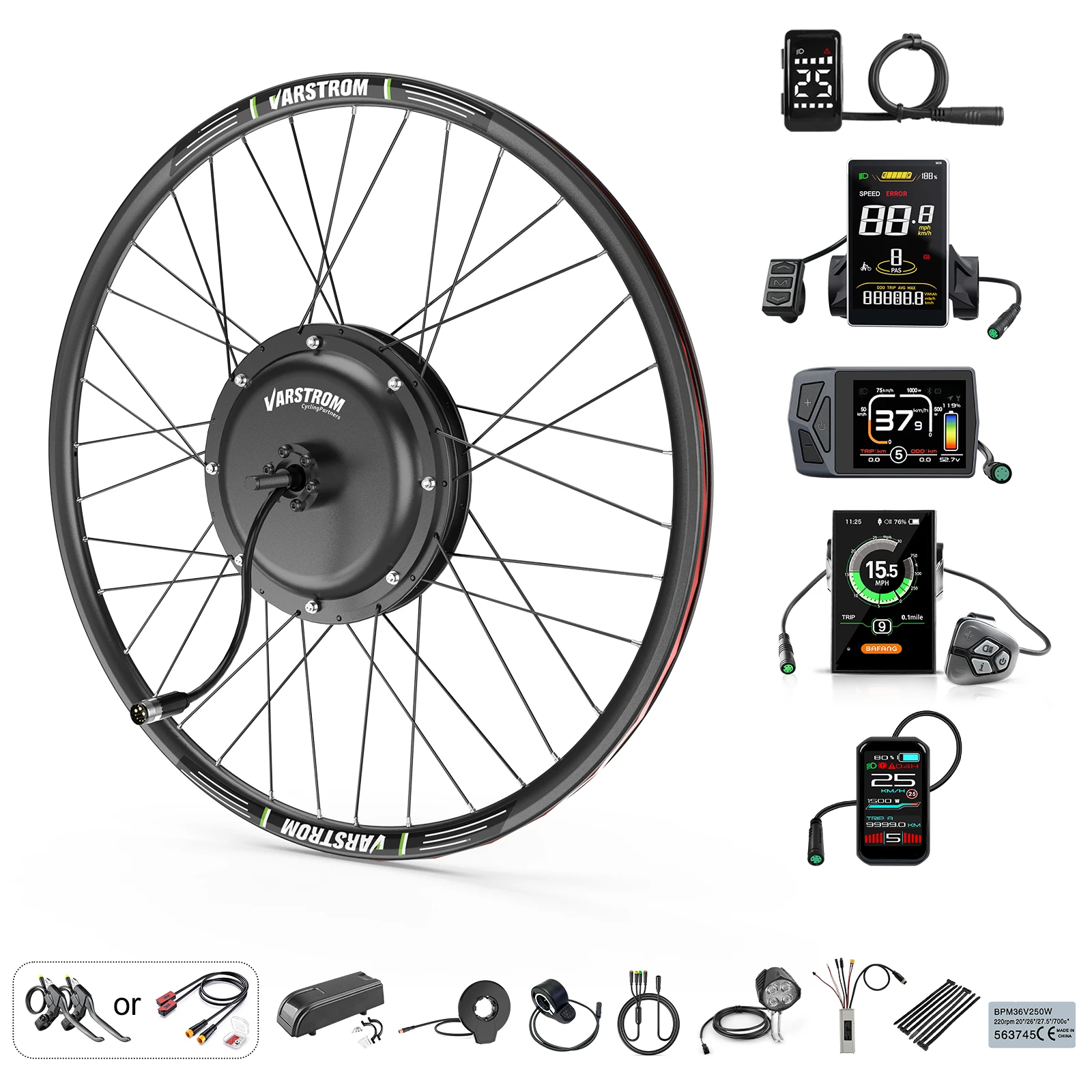 [EU Direct] Varstrom 48V1000W naafmotorset 26" 27,5" 29" 700C wielmaat Ebike-conversiekit Borstelloze tandwielloze ebike-motor - afbeelding 2
