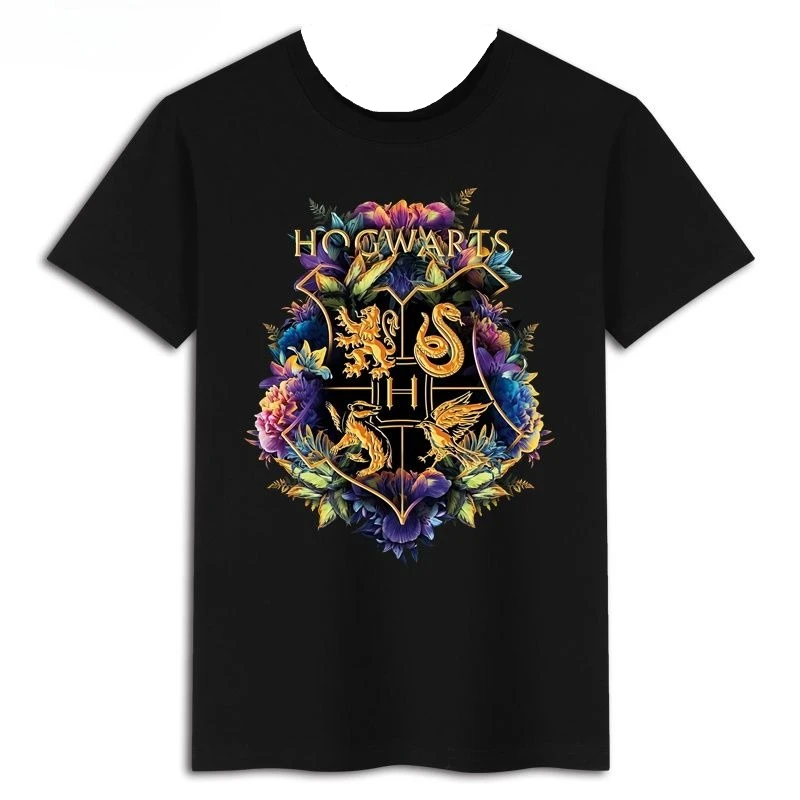 Quick-drying Clothes Game Harry Potter Magic Awakening Hogwarts Badge Round-neck Summer Short-sleeved T-shirt Men's Clothing
