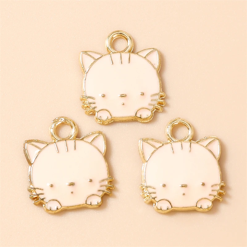 20 Stück 14x15mm Cartoon-Emaille-Tieranhänger Katzen-Charms für die Herstellung von Ohrhängern, Halsketten, Armbändern, DIY-Bastelarbeiten, Schmuckzubehör – Detail 10