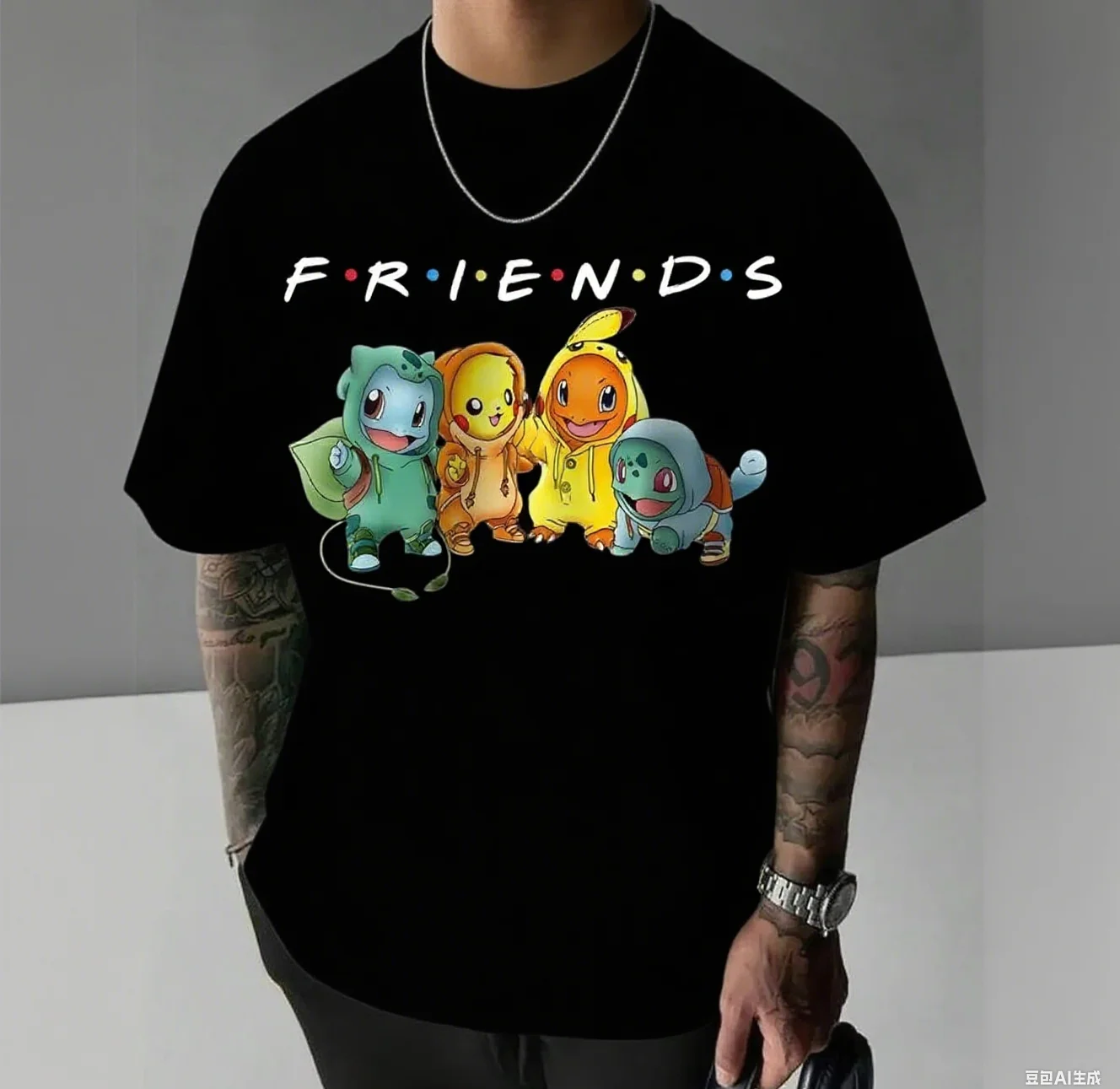 

Pokémon Cosplay Friends Cotton Tee Front Graphic of Dressed - Up Characters Pure Cotton Comfortable Fit New Arrival Tee S-4XL
