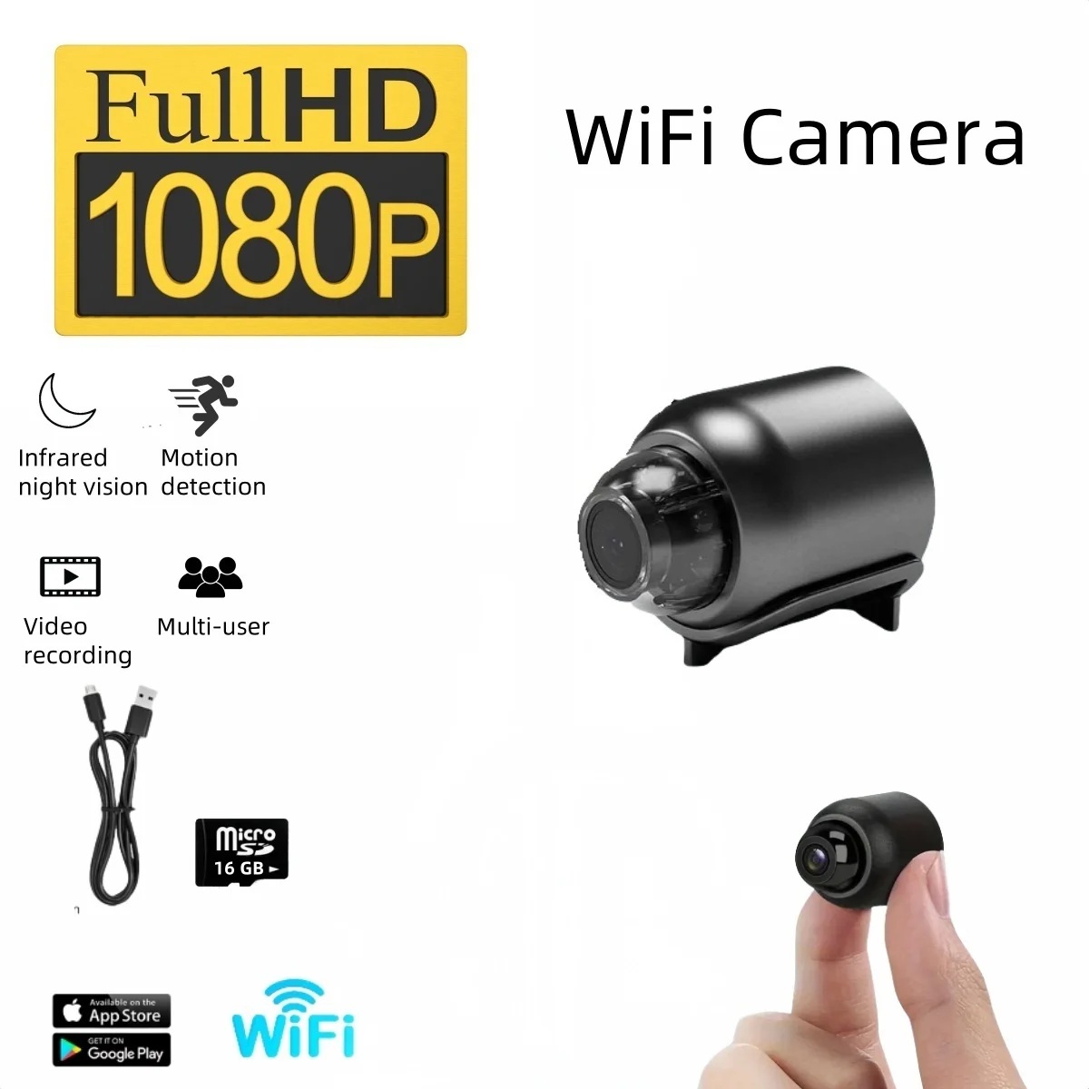 

1080P HD Camera WiFi Wireless Night Vision Baby Pet Indoor Security Monitoring Remote Camera Audio Video Recorder