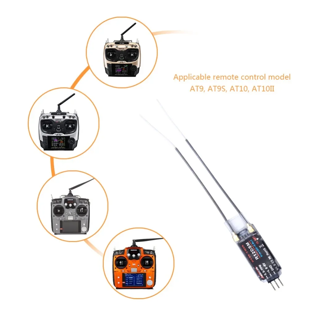 Radiolink R12DSM 2.4GHz 12CH Mini RC Receiver SBUS/PPM Signal DSSS&FHSS Dual Spread Spectrum Racing Drones AT9/AT9S/AT10/AT10II