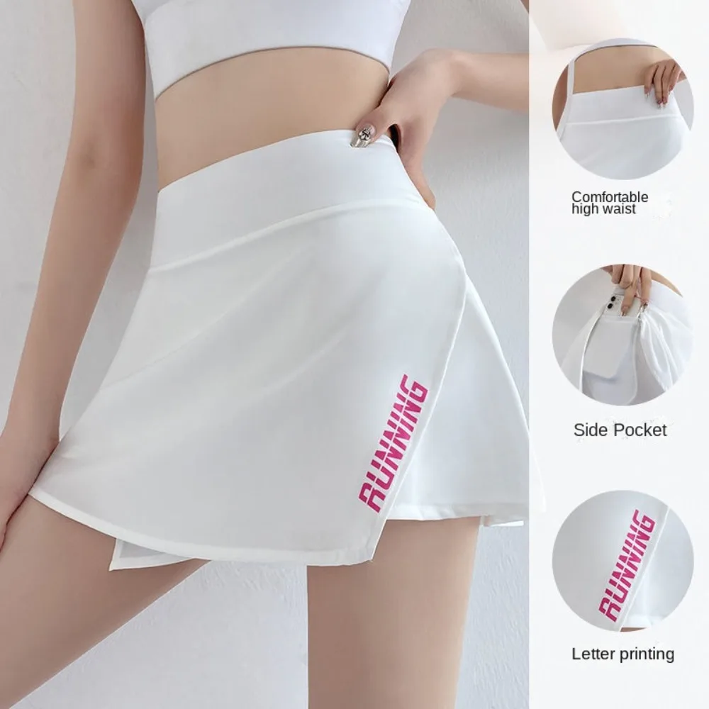 

Elastic Waist Sports Skirt with Split New Anti-Slip Polyester Tight-fitting Skirt Slit Sports Skirt Women