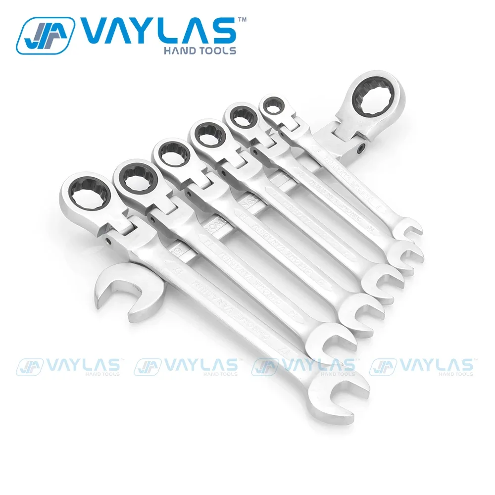 8-19mm Dull Polished Combination Wrench Flexible Head 72T Ratchet & Open End High Torque Spanner Repair Hand Tools Ratchet Keys