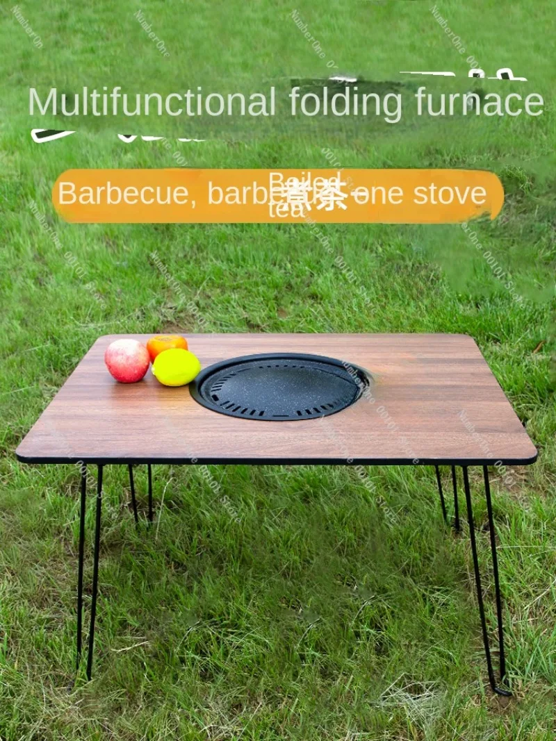 Table Outdoor Courtyard Charcoal Barbecue Household Portable Folding Table image 2