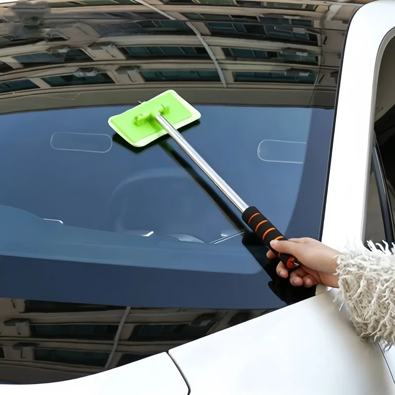 Retractable Car Window Cleaning Brush Long Non Slip Handle Windshield Glass Wiper Dust Removal Defog Tool Auto Care Gadgets