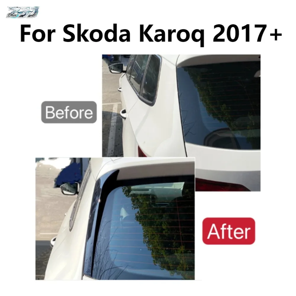 

For Skoda Karoq 2017+ ABS Plastic Rear Roof Spoiler Side Wing Trim Cover Gloss Black Car Exterior Accessorie