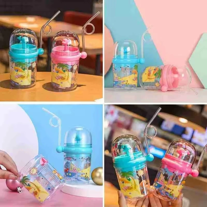 Whale Shape Spray Cup, Children Straw Drinking Cup, Cute Dolphin Water Bottle, Food Grade Plastic Cup, Birthday Gift view 4