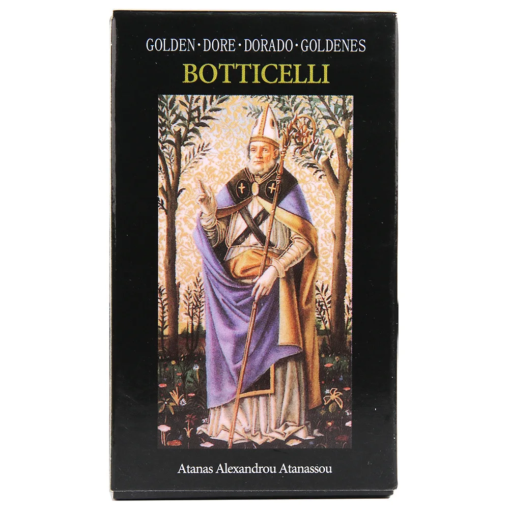 Alta qualidade ouro cartão de tarô botticelli, oracle cartões com pdf Guideboard, adivinhação, novo, 78pcs