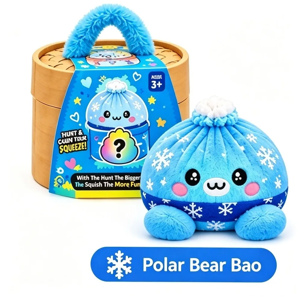 Soft Plush Stuffed Dumpling Squishies Fidget with Steamer Stuffed Steamed Bun Toy Stress Relief Squeeze Dumpling Toy