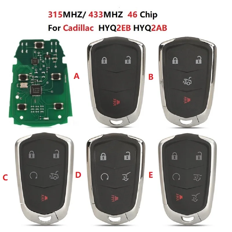 

CN030010 FCC HYQ2EB HYQ2AB 315 МГц для Cadillac ATS XTS CTS 433-2014, 4 кнопки, 46 микросхем