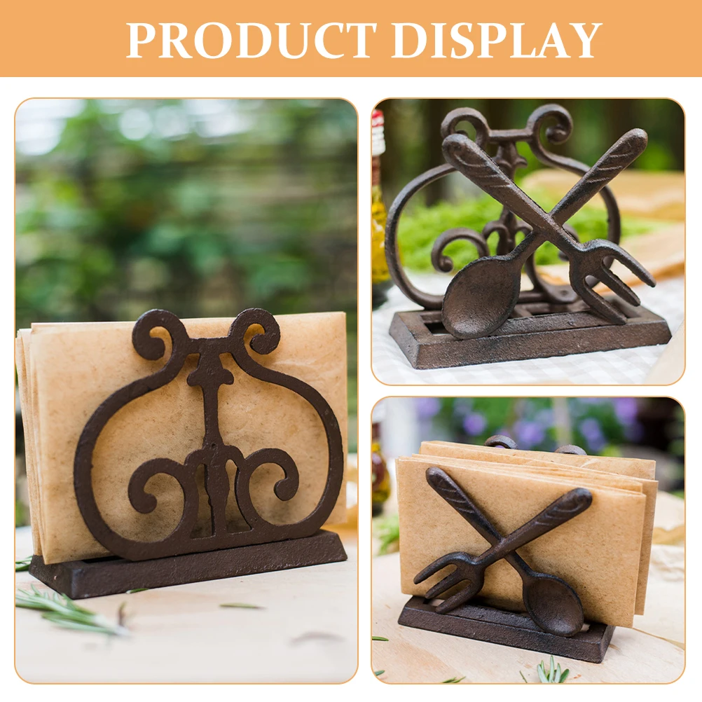 

Cast Iron Napkin Holder Vintage Metal Paper Dispenser For Kitchen Home Decor Rustic Holders Stable Base Smooth Edge Durability