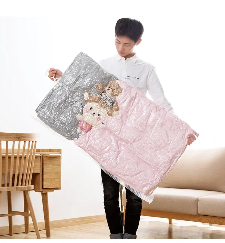 Vacuum Hanging Storage Bags Space Saving Clothes Compression Covers Reusable Closet Bag For Down