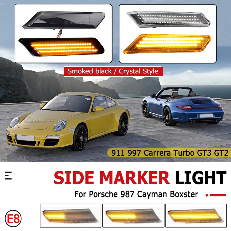 For Porsche 911 997 987 Cayman Boxster LED Amber Side Marker Light