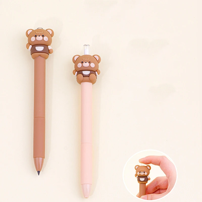 Bear Shape Eternal Pen Pencil Can't Finish Writing without Cutting Pressing Pen Student Stationery