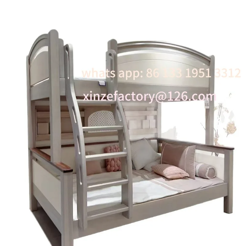 

Customizable Cream Wind Solid Wood Children's Upper and Lower Beds High and Low Beds Upper and Lower Bunk Beds Simple Small Unit