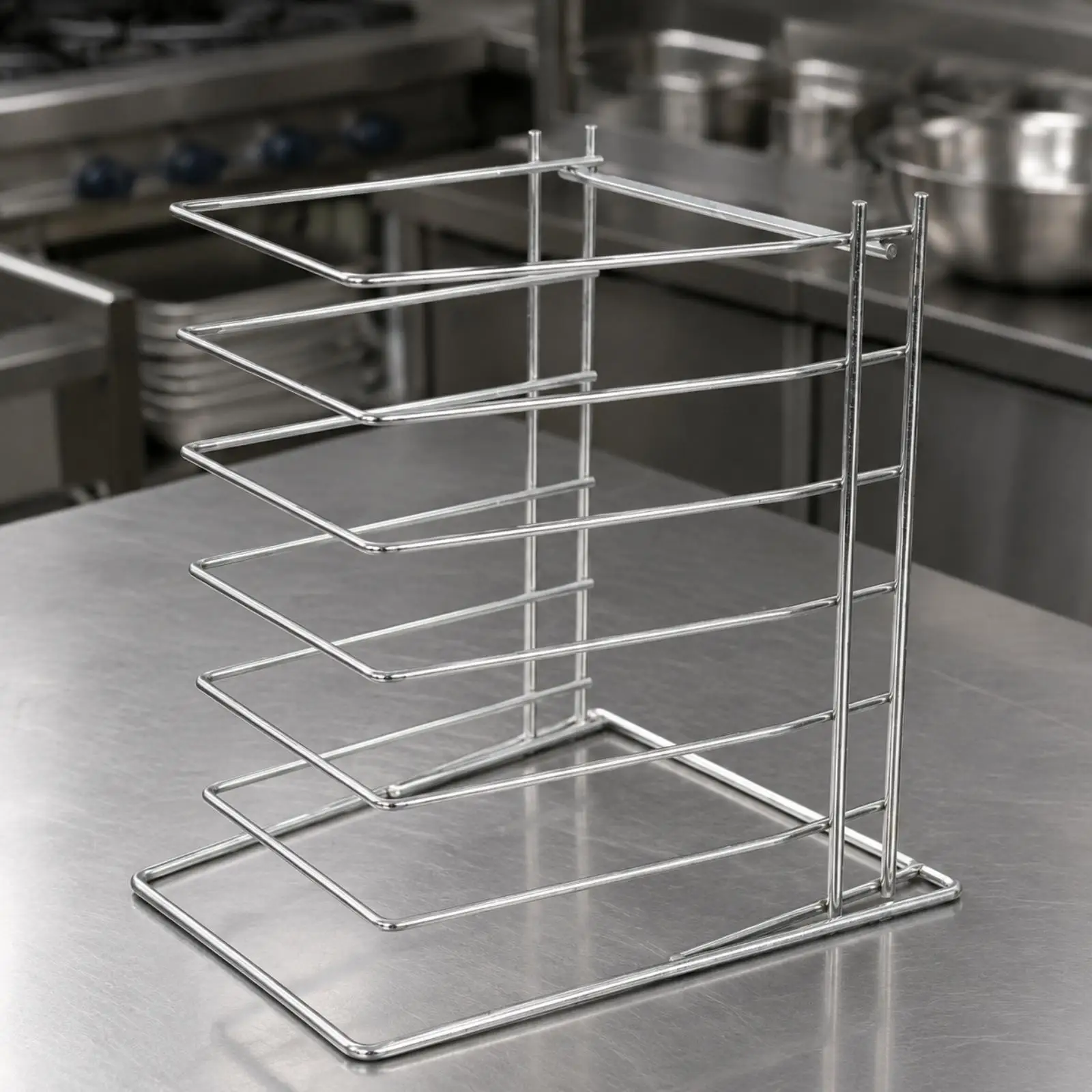 Baking Tray Organizer Space-Saving Six-Tier Pizza Pan Rack for Home Bakery Workers, Commercial Kitchen