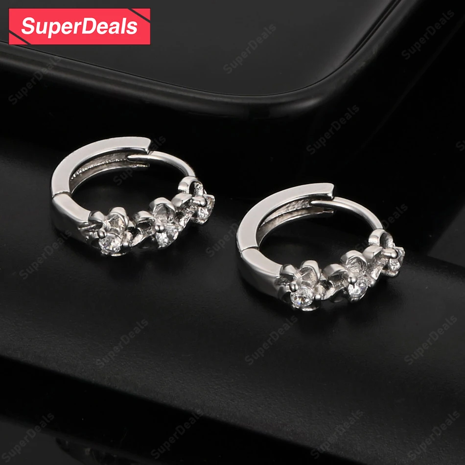 

SuperDeals AAA Zircon 925 Sterling Silver Fine Flower Ear Clip Earring Women Beautiful Jewelry Birthday Party Anniversary Gift