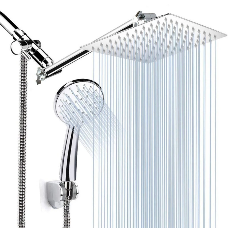 American concealed extension bracket arm tee splitter pressurized 8 inch top spray handheld double shower set